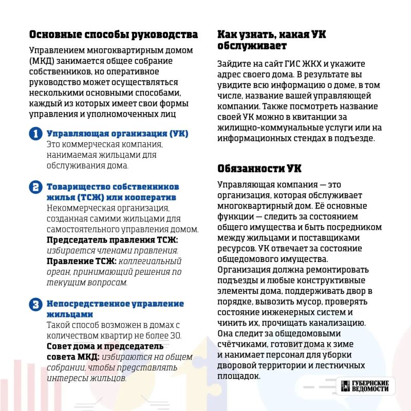 Кто обслуживает многоквартирный дом и как сменить управляющую компанию? Как стать управдомом и какие его функции? Об этом мы вместе с журналистами газеты "Губернские ведомости" для вас подготовили информацию, которая... Кто обслуживает многоквартирный дом и как сменить управляющую компанию? Как стать управдомом и какие его функции? Об этом мы вместе с журналистами газеты "Губернские ведомости" для вас подготовили информацию, которая...