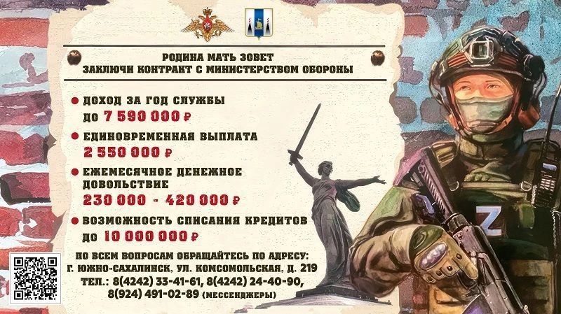 Служба по контракту: выплаты до 7,5 млн рублей за год и комплексная поддержка государства