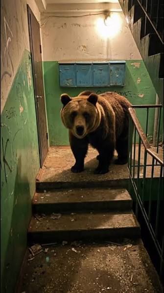 Медведя, который вломился в подъезд жилого дома, ликвидировали на Итурупе