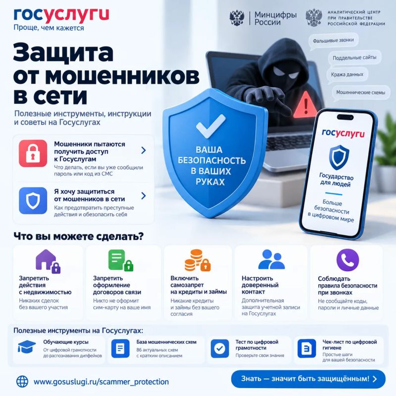 Защита от мошенников теперь на Госуслугах: новый сервис в рамках проекта «Государство для людей»