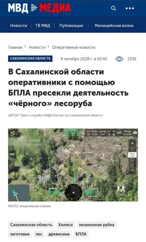В Сахалинской области оперативники с помощью БПЛА пресекли деятельность «чёрного» лесоруба В Сахалинской области оперативники с помощью БПЛА пресекли деятельность «чёрного» лесоруба